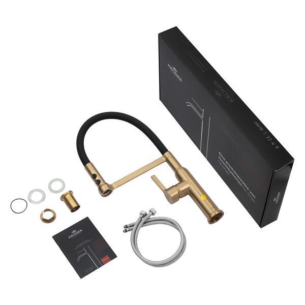 Комплект кухонної мийки Kraft NANO GOLD PVD HS50*50 (3.0/1.0 мм) декор S3757 фото