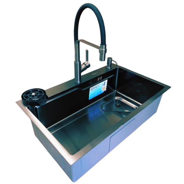 Комплект кухонної мийки Kraft HM 7546 NANO BLACK S4922 фото