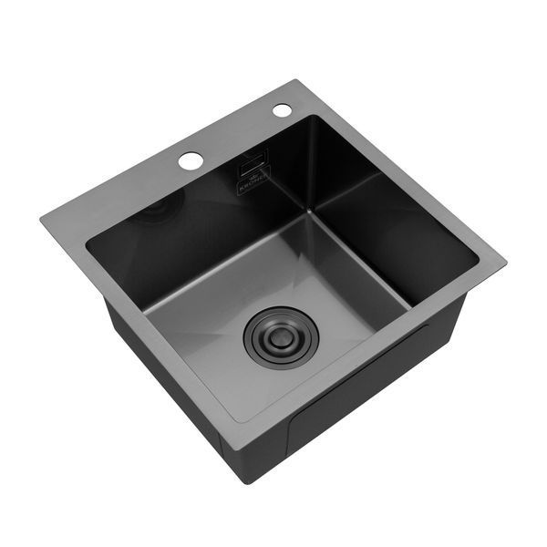 Комплект кухонна мийка Kroner Schwarze-4545HM PVD + змішувач Edelstahl Klassisch-SCH035PVD + дозатор Spender-026 CVS30136 фото