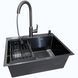 Комплект кухонной мойки Kraft NANO BLACK PVD (Декор-соты) 600х450мм (3.0/1.0 мм)+Смеситель кухонный TH38 Valeso PVD S3707 фото 7