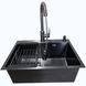 Комплект кухонной мойки Kraft NANO BLACK PVD (Декор-соты) 600х450мм (3.0/1.0 мм)+Смеситель кухонный TH38 Valeso PVD S3707 фото 6