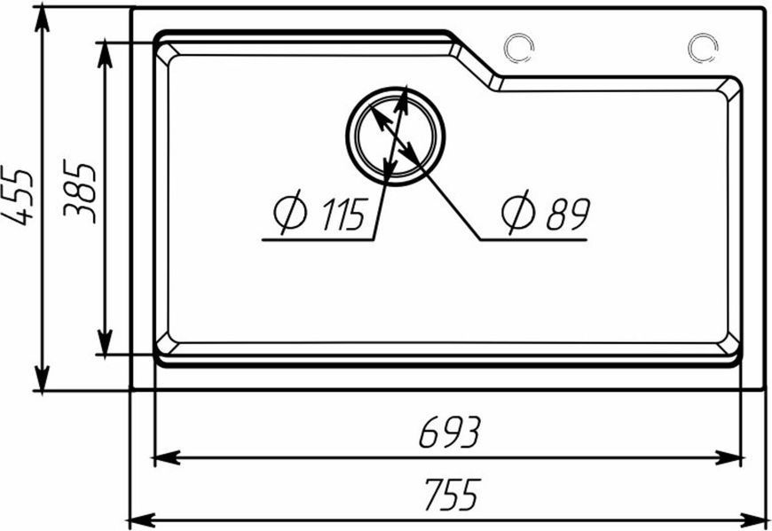 Кухонная мойка гранитная матовая 7545 NIKA VALESO Темная скала 47796 фото
