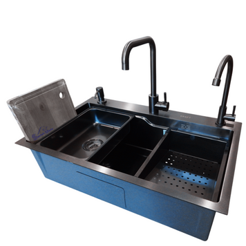 Комплект кухонної мийки Kraft HM 7546 NANO BLACK S4923 фото