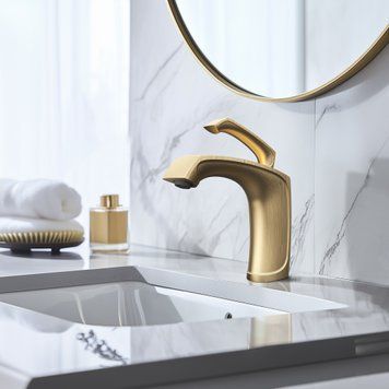 Золотий змішувач PVD для раковини Nett PG-33 398 фото