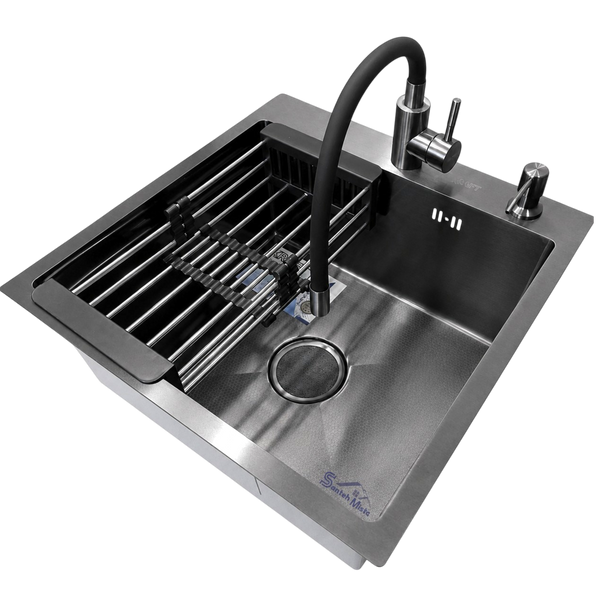 Комплект кухонної мийки Kraft -NANO BLACK 5050HM PVD S4973 фото