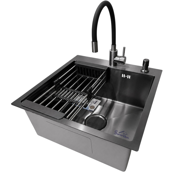 Комплект кухонної мийки Kraft -NANO BLACK 5050HM PVD S4973 фото