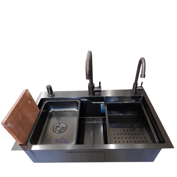 Комплект кухонної мийки Kraft HM 7546 NANO BLACK S4923 фото
