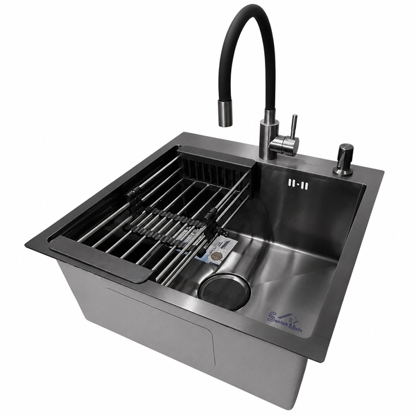 Комплект кухонної мийки Kraft -NANO BLACK 5050HM PVD S4973 фото