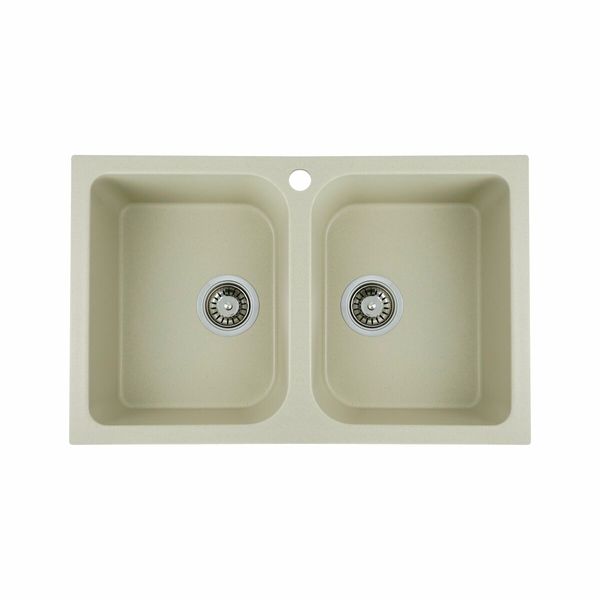 Гранітна мийка для кухні Platinum 7648W TWIN глянець Айворі 2561 фото