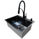 Комплект кухонной мойки Kraft NANO BLACK PVD HS60*45 (3.0/1.0 мм) декор S5039 фото 4