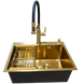 Комплект кухонной мойки Kraft NANO GOLD PVD HS 540х480 (3.0/1.0 мм) декор S3758 фото 4