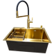Комплект кухонной мойки Kraft NANO GOLD PVD HS 540х480 (3.0/1.0 мм) декор S3758 фото 5