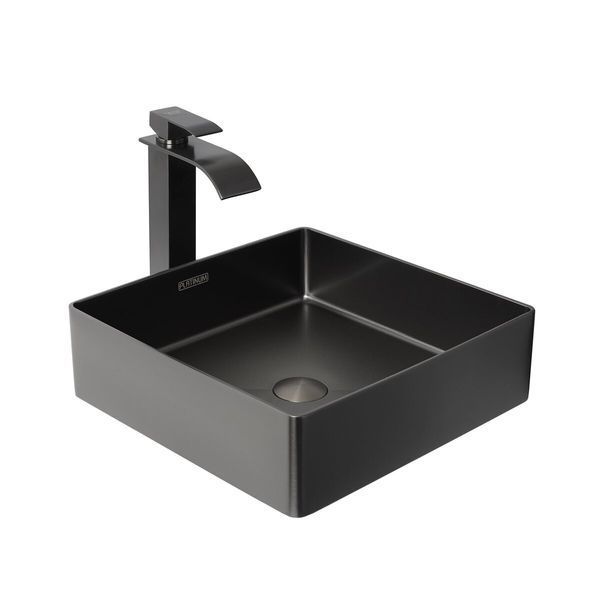 Умивальник Platinum Handmade PVD чорний 400x400 мм 23600 фото