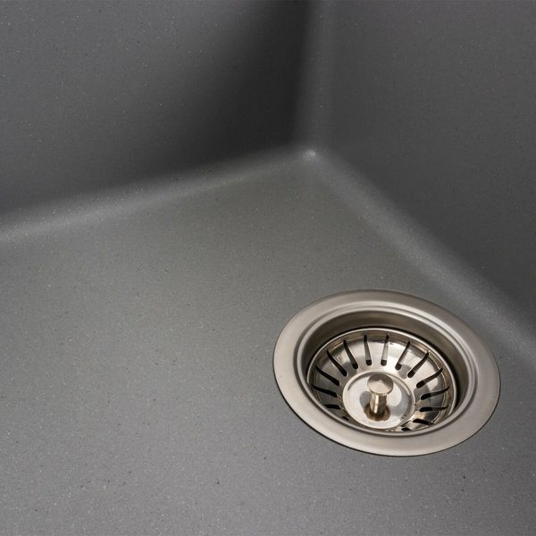 Гранітна мийка для кухні Platinum 6550 INTENSO матова Сірий металік 3498 фото