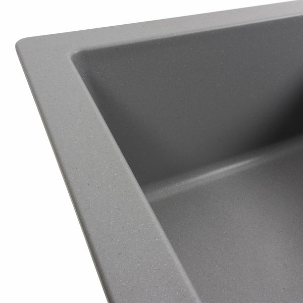 Гранітна мийка для кухні Platinum 6550 INTENSO матова Сірий металік 3498 фото