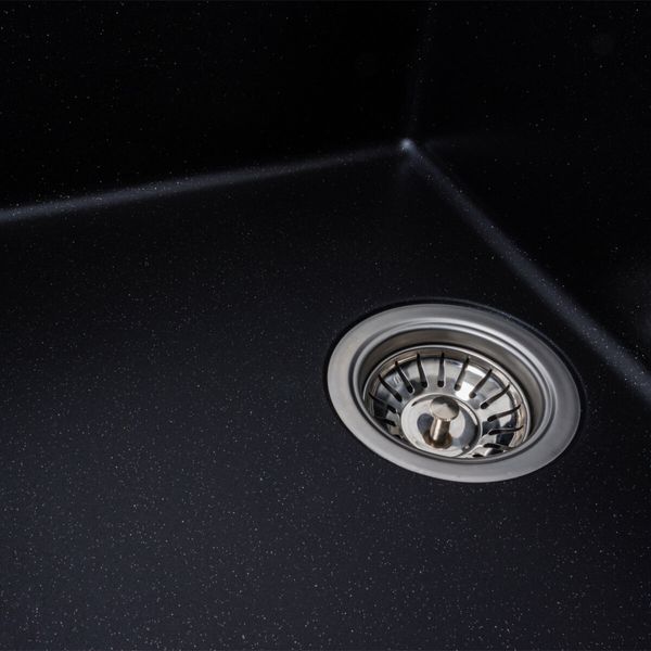 Гранітна мийка для кухні Platinum 6550 LOTOS матовий Чорний металік 41936 фото