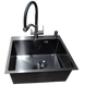 Комплект кухонної мийки Kraft графіт HS 540Х480 NANO BLACK PVD Декор (3.0/1.0 мм) CS81022 фото 6
