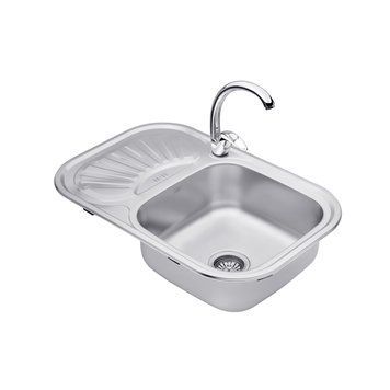 Набір кухонна мийка Kroner KRP Satin - 7549 (0.8мм) + змішувач для кухні Agua Leon - C032 CV031805 фото