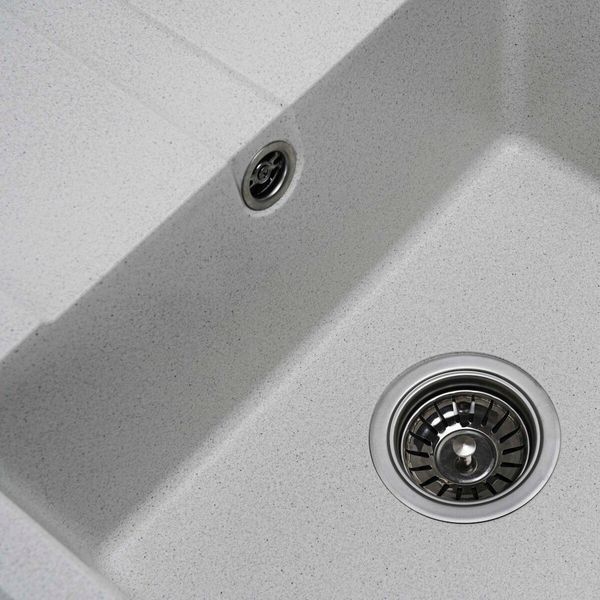 Гранітна мийка для кухні VALESO ARIA 5851 матова Біла в крапку 48578 фото