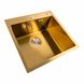 Кухонна мийка Platinum Handmade PVD золото 50*50/220 3,0/1,5 мм корзина та дозатор в комплекті 2744 фото 2