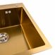 Кухонна мийка Platinum Handmade PVD золото 50*50/220 3,0/1,5 мм корзина та дозатор в комплекті 2744 фото 3