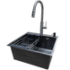 Комплект кухонної мийки Kraft NANO BLACK PVD Декор HS50*50 (3.0/1.0 мм)+Змішувач для кухні з висувним шлангом S2046 фото 5
