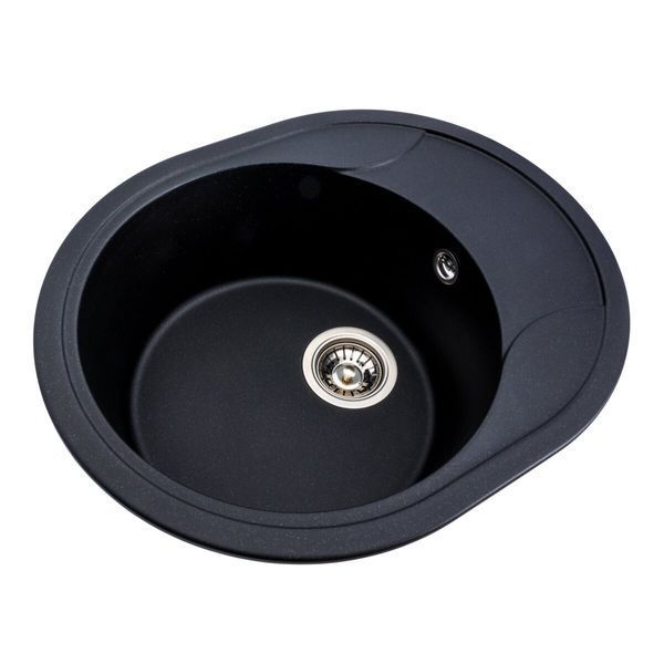 Гранітна мийка для кухні Platinum 5847 ONYX матова (чорний металік) 38978 фото