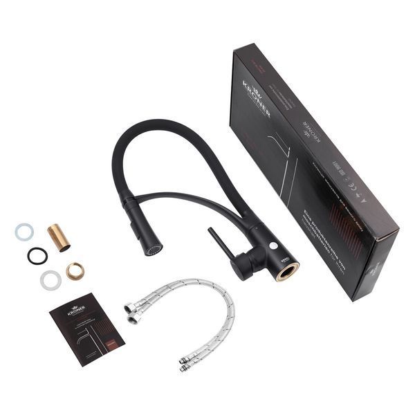 Комплект кухонной мойки Kraft&nbsp;HM&nbsp;NANO BLACK - 7848ALB&nbsp;PVD&nbsp;(3.0/1.0 мм) S3761 фото