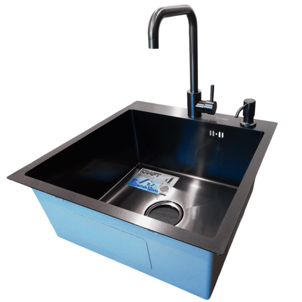 Комплект кухонної мийки Kraft HM 50х50 NANO BLACK PVD (3.0/1.0 мм)+(Подрібнювача Kroner - 550W) S4868 фото