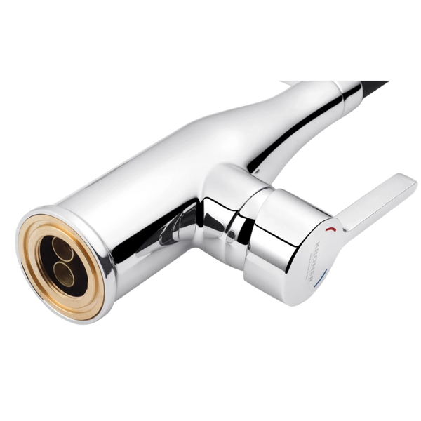 Комплект кухонної мийки Kraft KRF 5050 decor (3.0/1.0 мм)+Змішувач для кухні Kroner KRP Ersel - C03111BLK S4776 фото