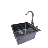 Комплект кухонной мойки Kraft HM 50х50 NANO BLACK (DECOR) PVD (3.0/1.0 мм) S3601 фото