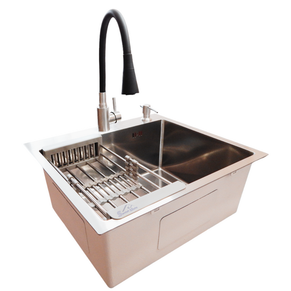 Комплект кухонної мийки Kraft KRF 5448 DECOR (3.0/1.0 мм)+(Подрібнювача Kroner - 550W) S4869 фото