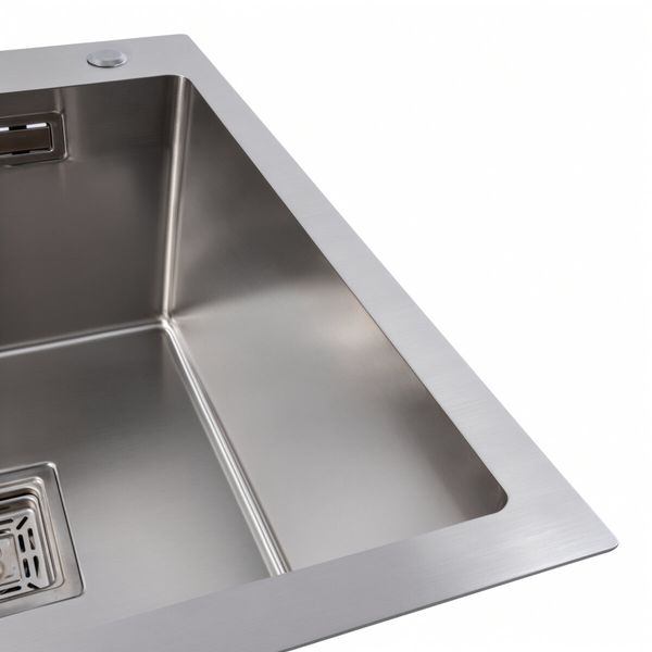 Кухонна мийка Platinum Handmade 65*50 R (квадратний сифон 3,0/1) 38087 фото