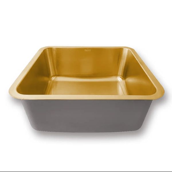 Золота мийка для кухні з нержавійки 45 см в стільницю Nett NG-4643 82 фото