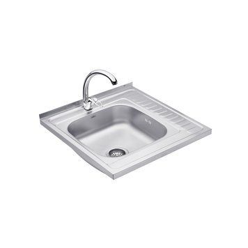 Набір кухонна мийка Kroner KRP Dekor - 6060L (0.6 мм) + змішувач для кухні Agua Leon - C032 CV031808 фото