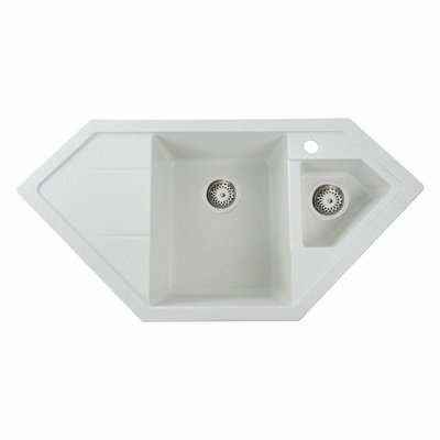 Гранітна мийка для кухні Platinum 9950 PANDORA матова Біла в крапку 3677 фото