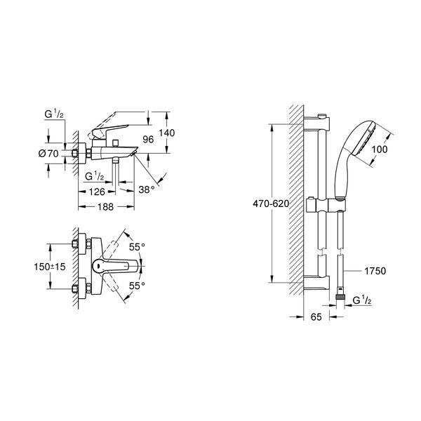 Змішувач для ванни Grohe QuickFix Start Black UA30330702 CV032745 фото