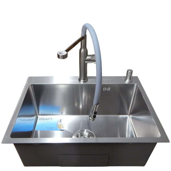 Комплект кухонной мойки Kraft HM 6045 DECOR (3.0/1.0 мм)+Смеситель для кухни с гибким изливом Pllen&oacute; S35011 фото