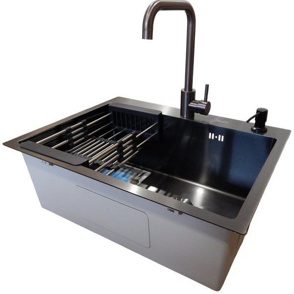 Комплект кухонної мийки KRAFT Handmade PVD Графіт HS60*45 (3.0/1.0 мм) S3562 фото