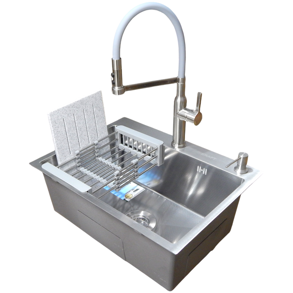 Комплект кухонной мойки Kraft HM 6045 DECOR (3.0/1.0 мм)+Смеситель для кухни с гибким изливом Pllen&oacute; S35011 фото