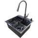 Комплект кухонной мойки Kraft HM 50х50 NANO BLACK (DECOR) PVD (3.0/1.0 мм) S4460 фото 3