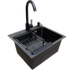 Комплект кухонної мийки Kraft KRF 4540 NANO BLACK (DECOR) PVD (3.0/1.0 мм) S3763 фото 3