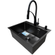 Комплект кухонной мойки Kraft NANO BLACK PVD HS60*45 декор (3.0/1.0 мм)+Змішувач для кухні Kroner KRP Ersel - SCH03393BLK S4870 фото 5