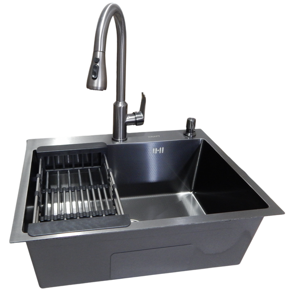 Комплект кухонної мийки Kraft NANO BLACK PVD HS54*48 (3.0/1.0 мм) декор S39250 фото