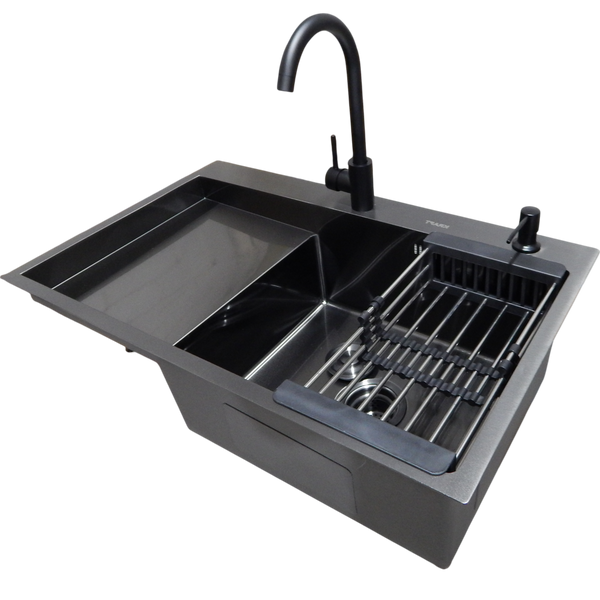 Комплект кухонної мийки Kraft&nbsp;HM&nbsp;- 7848ALB&nbsp;PVD&nbsp;(3.0/1.0 мм) S3664 фото