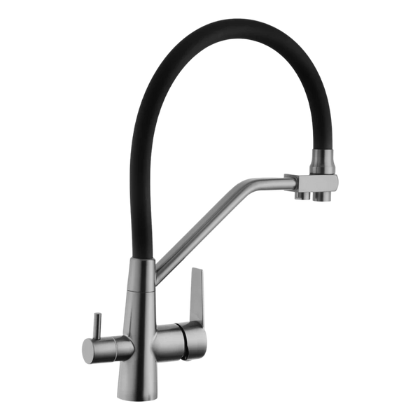 Комплект кухонної мийки Kraft NANO BLACK PVD-Графит HS60*45 (3.0/1.0 мм) декор S4871 фото