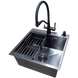 Комплект кухонної мийки Kraft NANO BLACK PVD HS 500х500мм (3.0/1.0 мм)+Змішувач для кухні з підключенням до фільтра Pllen&oacute; Lazio ST19 nero S6220 фото 7