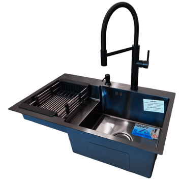 Комплект кухонної мийки Kraft&nbsp;HM&nbsp;- 7848ALB&nbsp;PVD&nbsp;(3.0/1.0 мм) S4830 фото