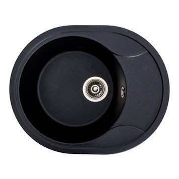 Гранитная мойка для кухни Platinum 5847 ONYX матовая (черный металлик) 38978 фото
