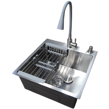 Комплект кухонной мойка Kraft KRF 5050 decor (3.0/1.0 мм)+Смеситель для кухни Kroner KRP Edelstahl Klassisch &ndash; ESG031GRA S4357 фото